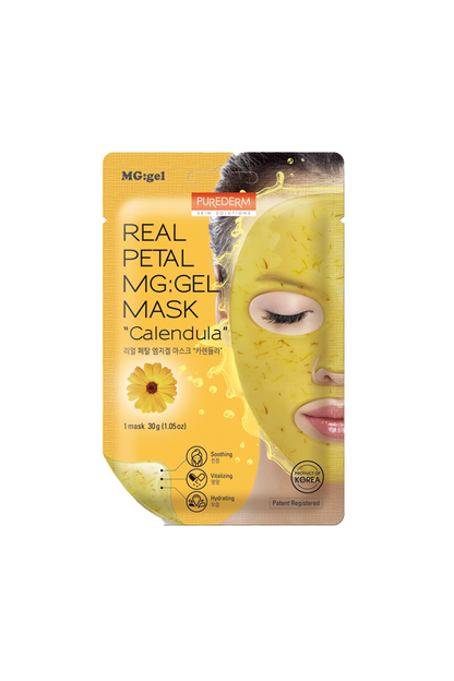 Caléndula real petal MG:GEL mask – Mascarilla de mg:gel calmante con pétalos de caléndula