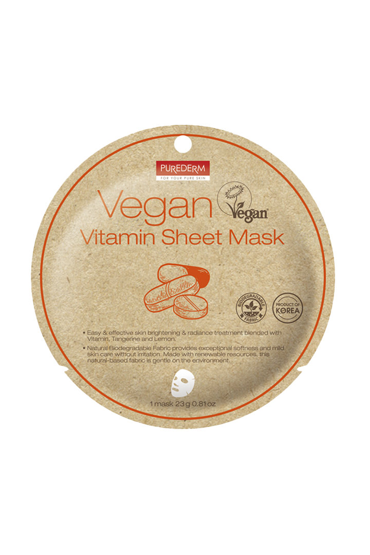 Vegan vitamin sheet mask – Mascarilla vegana biodegradable con vitamina C
