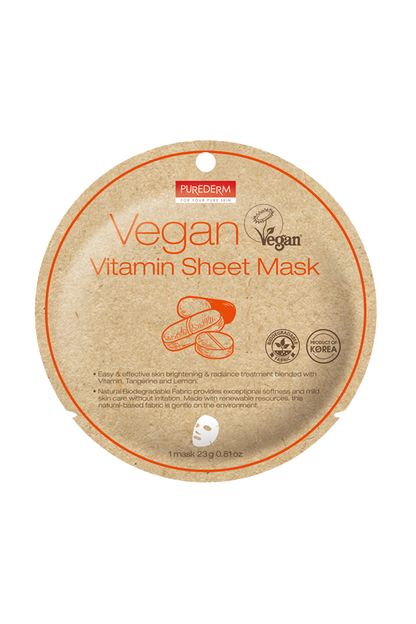 Vegan vitamin sheet mask – Mascarilla vegana biodegradable con vitamina C